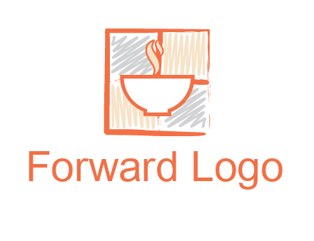 hot bowl in paint effect squares food logo