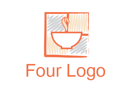hot bowl in paint effect squares food logo