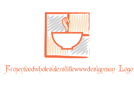 hot bowl in paint effect squares food logo