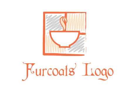 hot bowl in paint effect squares food logo