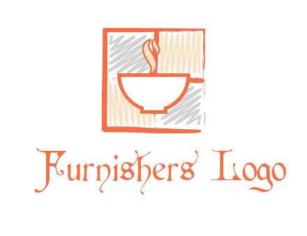 hot bowl in paint effect squares food logo