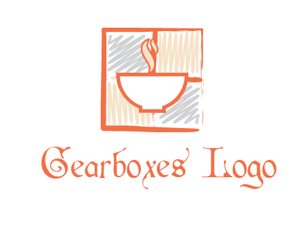 hot bowl in paint effect squares food logo