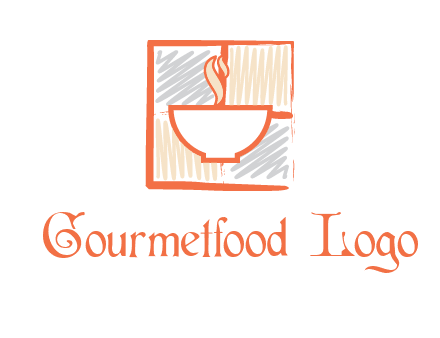hot bowl in paint effect squares food logo