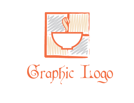 hot bowl in paint effect squares food logo