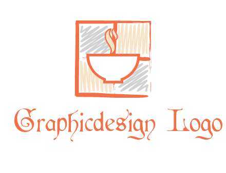 hot bowl in paint effect squares food logo