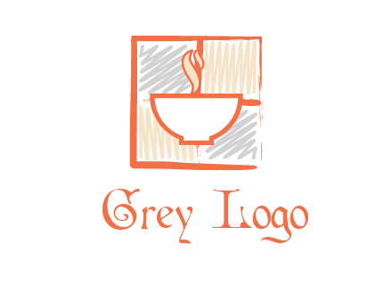 hot bowl in paint effect squares food logo