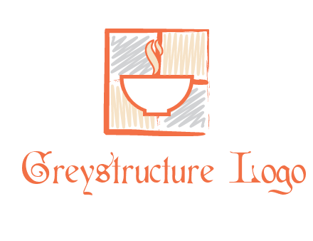 hot bowl in paint effect squares food logo