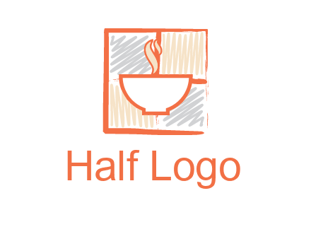 hot bowl in paint effect squares food logo