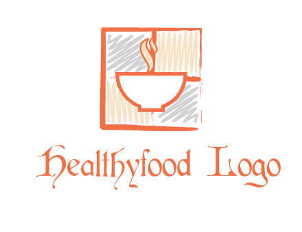 hot bowl in paint effect squares food logo