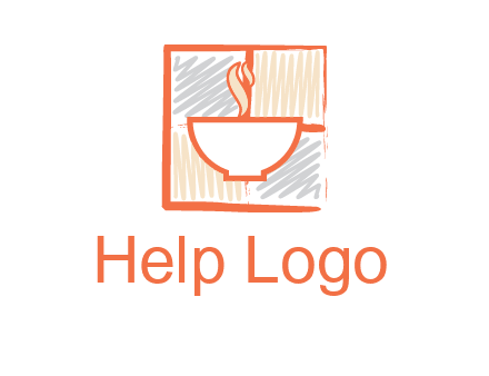hot bowl in paint effect squares food logo