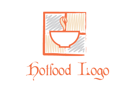 hot bowl in paint effect squares food logo