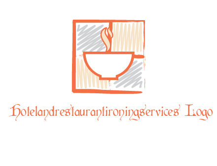 hot bowl in paint effect squares food logo
