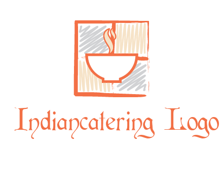 hot bowl in paint effect squares food logo
