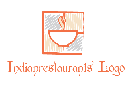 hot bowl in paint effect squares food logo