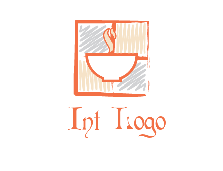 hot bowl in paint effect squares food logo