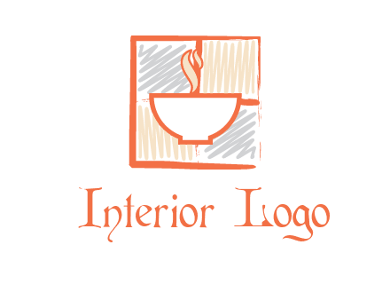 hot bowl in paint effect squares food logo