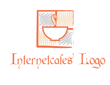hot bowl in paint effect squares food logo