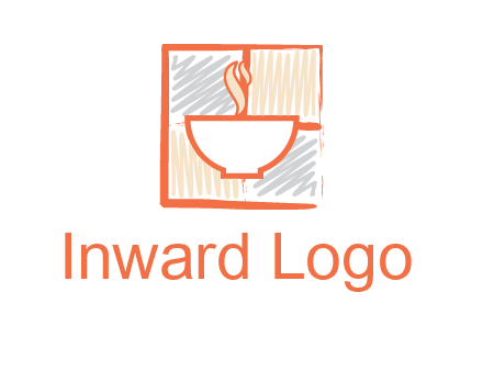 hot bowl in paint effect squares food logo