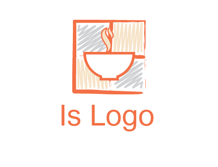 hot bowl in paint effect squares food logo