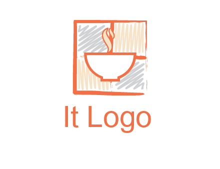 hot bowl in paint effect squares food logo