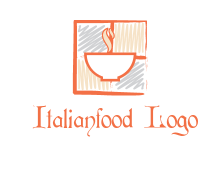 hot bowl in paint effect squares food logo