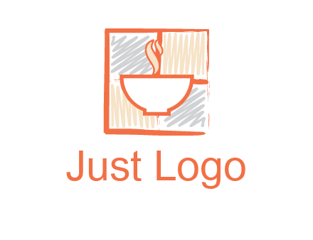 hot bowl in paint effect squares food logo