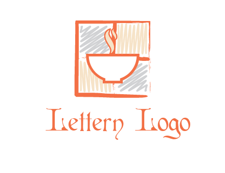 hot bowl in paint effect squares food logo
