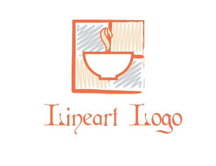 hot bowl in paint effect squares food logo