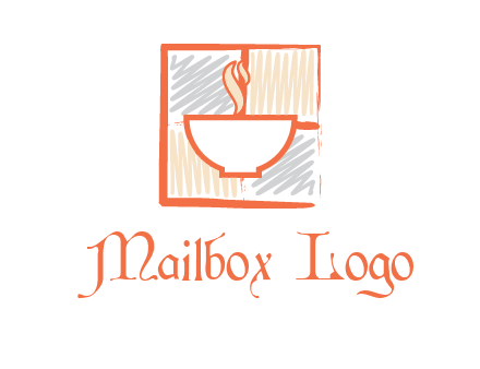 hot bowl in paint effect squares food logo