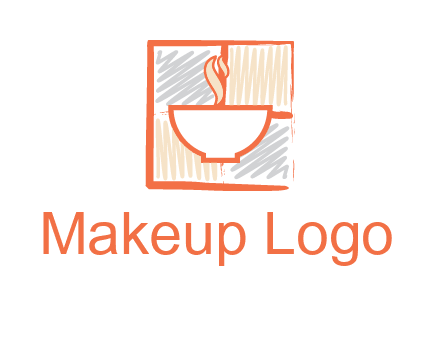 hot bowl in paint effect squares food logo