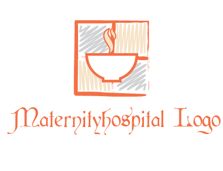 hot bowl in paint effect squares food logo