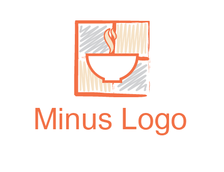hot bowl in paint effect squares food logo