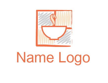 hot bowl in paint effect squares food logo