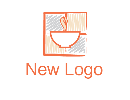 hot bowl in paint effect squares food logo