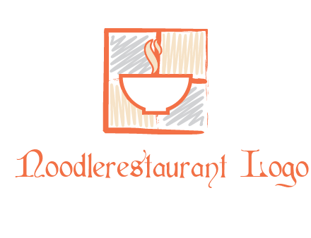 hot bowl in paint effect squares food logo