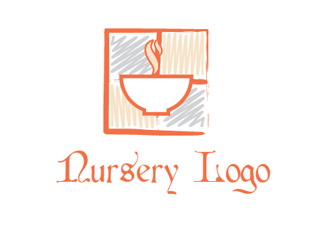 hot bowl in paint effect squares food logo
