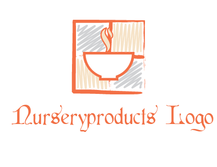hot bowl in paint effect squares food logo