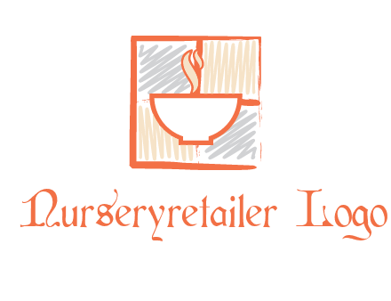 hot bowl in paint effect squares food logo