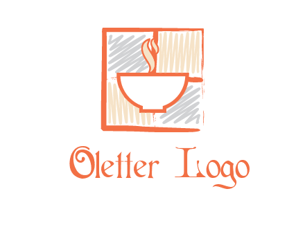 hot bowl in paint effect squares food logo