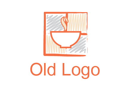 hot bowl in paint effect squares food logo