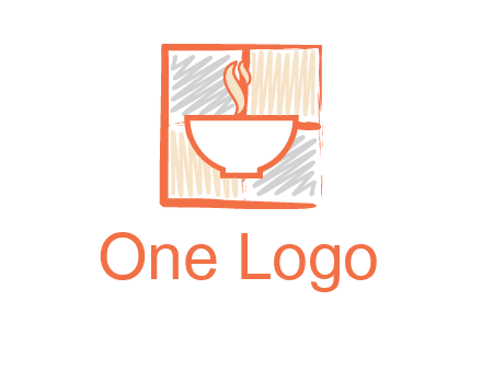 hot bowl in paint effect squares food logo