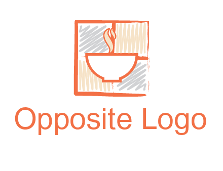 hot bowl in paint effect squares food logo