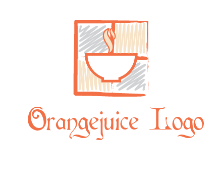 hot bowl in paint effect squares food logo