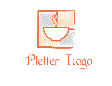 hot bowl in paint effect squares food logo