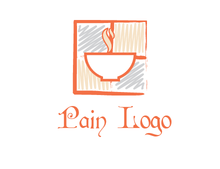 hot bowl in paint effect squares food logo