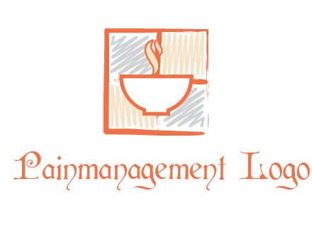 hot bowl in paint effect squares food logo