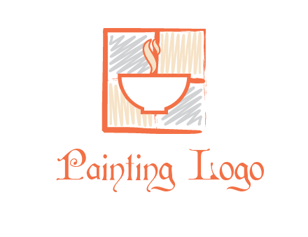 hot bowl in paint effect squares food logo