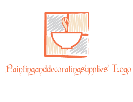 hot bowl in paint effect squares food logo