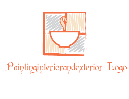 hot bowl in paint effect squares food logo