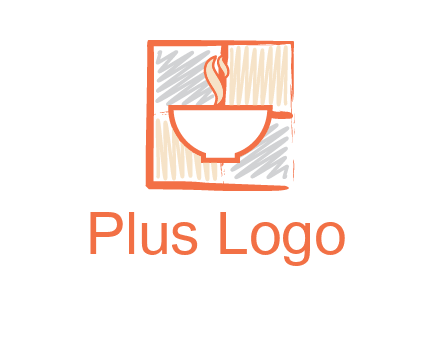 hot bowl in paint effect squares food logo